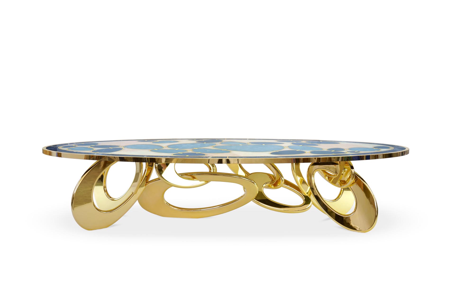 Sculptural dining table Chained Up Gold by Atelier Barberini & Gunnell